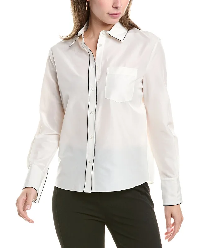 St. John Silk-Blend Blouse Flowy Bohemian Blouse