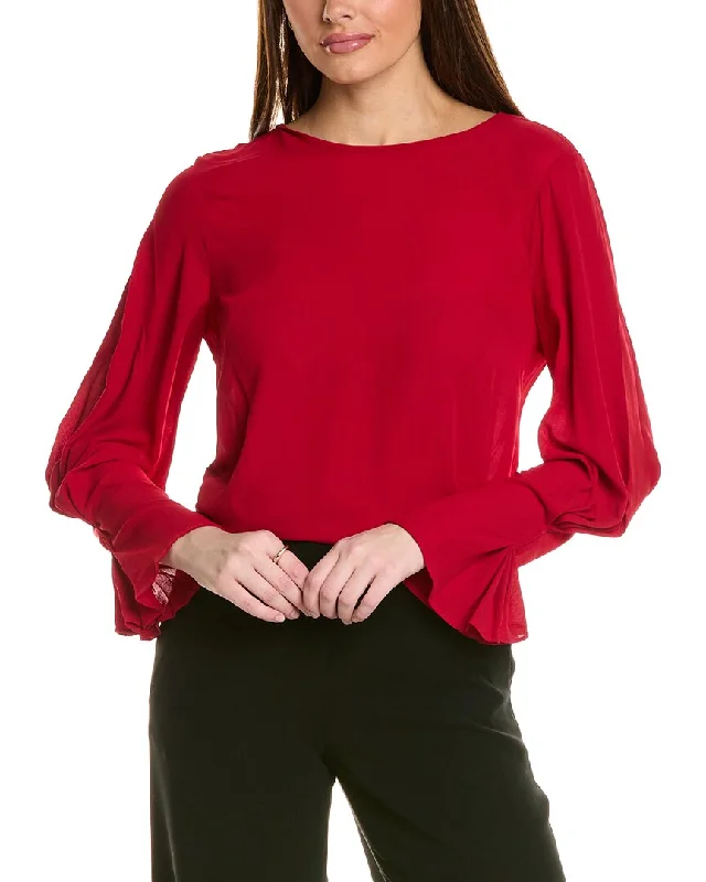 T Tahari Keyhole Blouse Soft Pastel Blouse