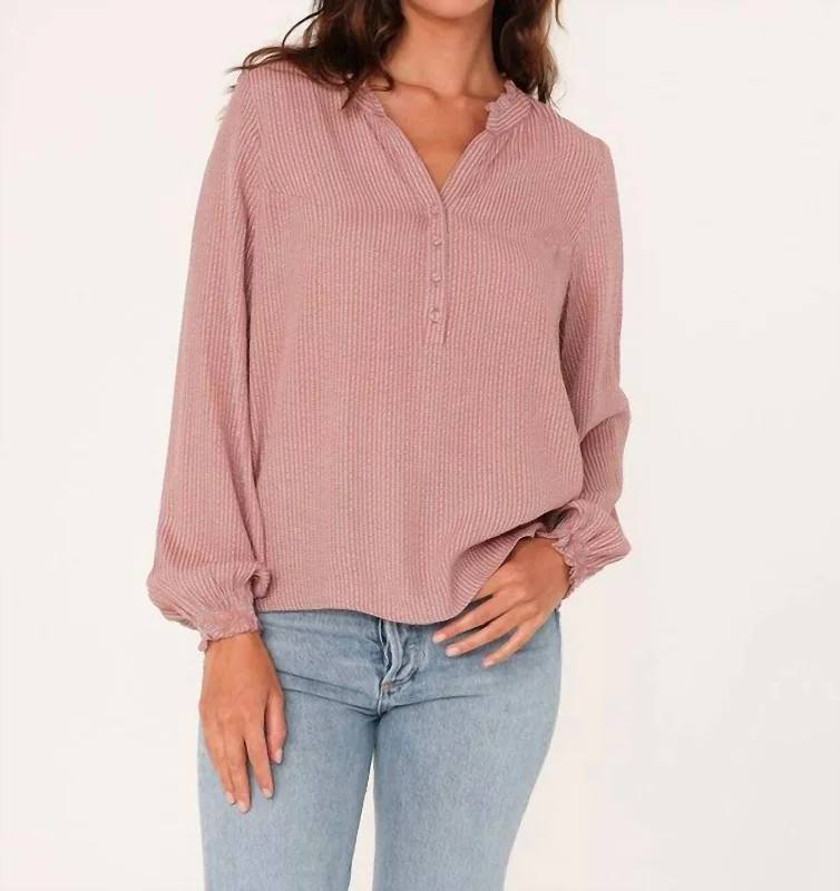 Teagan Blouse In Dusty Rose Bell Sleeve Blouse