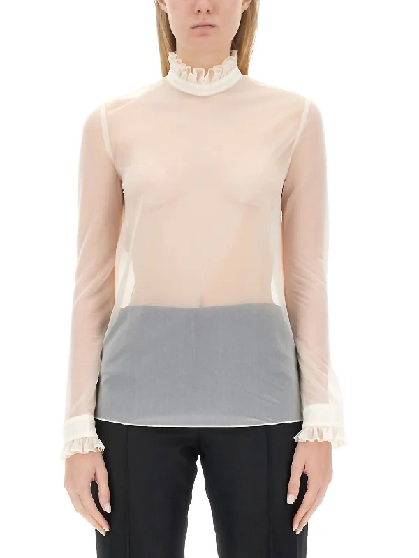 Techno Chiffon Blouse In Ivory Soft Pastel Blouse