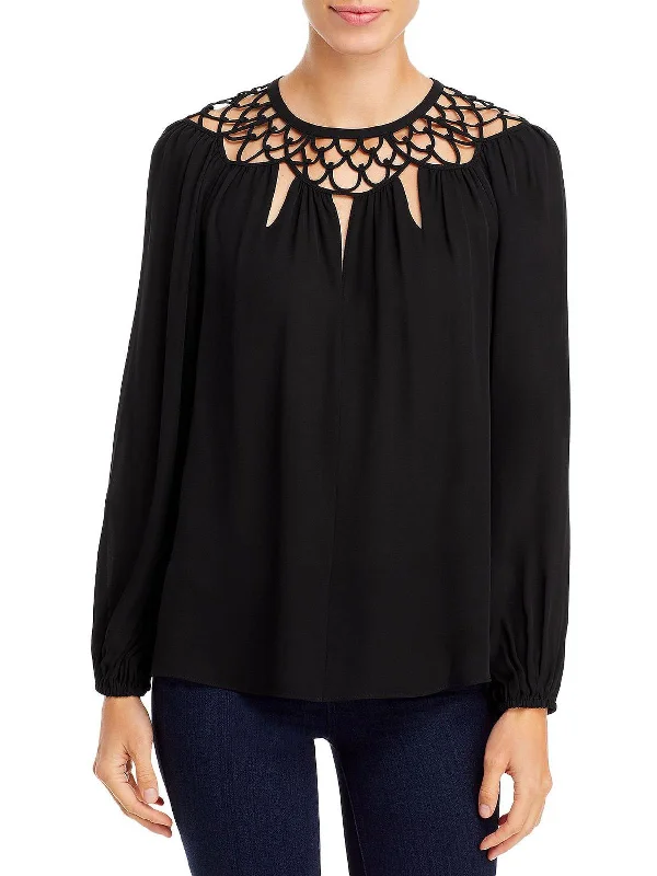 Tereza Womens Silk Open Stitch Blouse Soft Knit Blouse