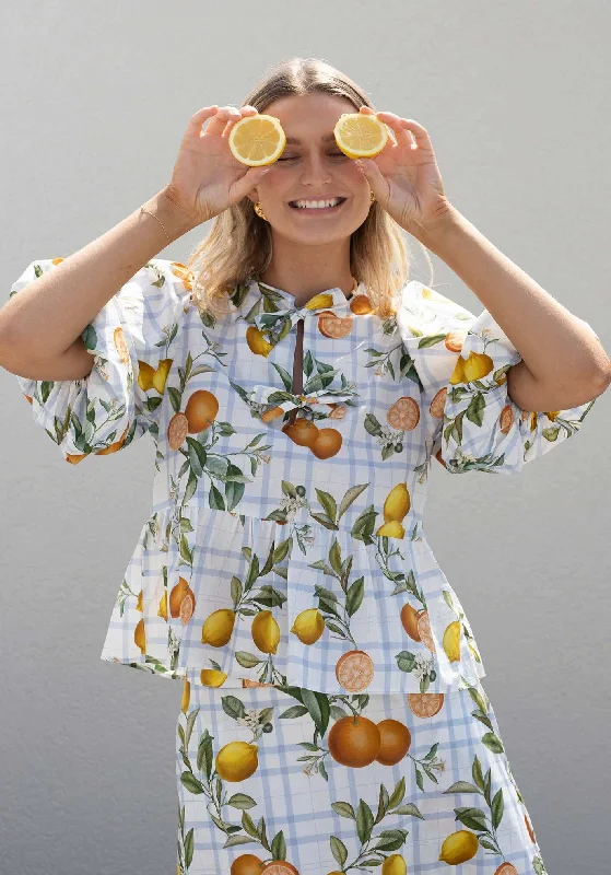 Tropical Picnic Sleeve Blouse Relaxed Fit Blouse