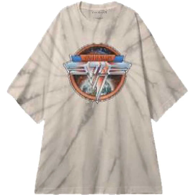 Van Halen | Official Band T-Shirt | Chrome Logo (Dip-Dye) Print Jacquard Patchwork