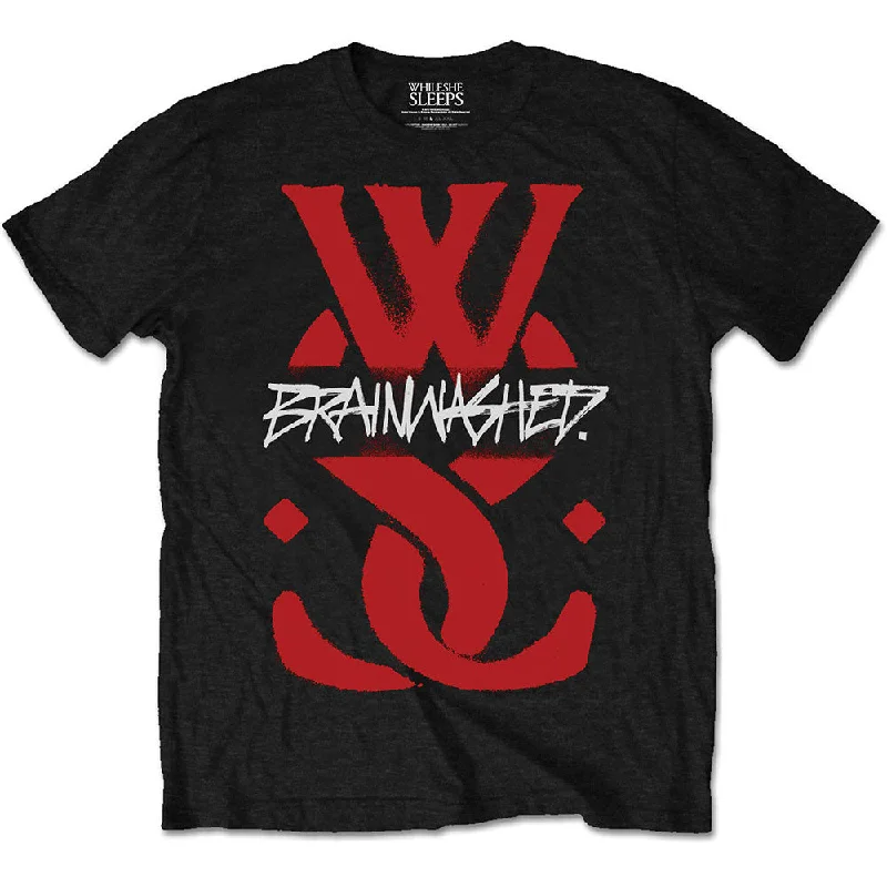 While She Sleeps | Official Band T-Shirt | Brainwashed Logo Mesh Blend Leather Blend Suede Blend