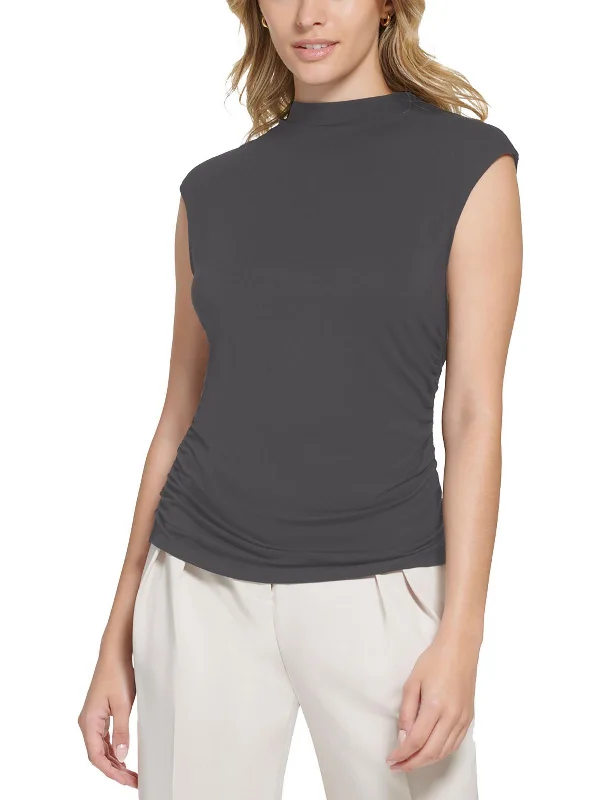 Womens Mock Neck Sleeveless Blouse Office-Ready Blouse