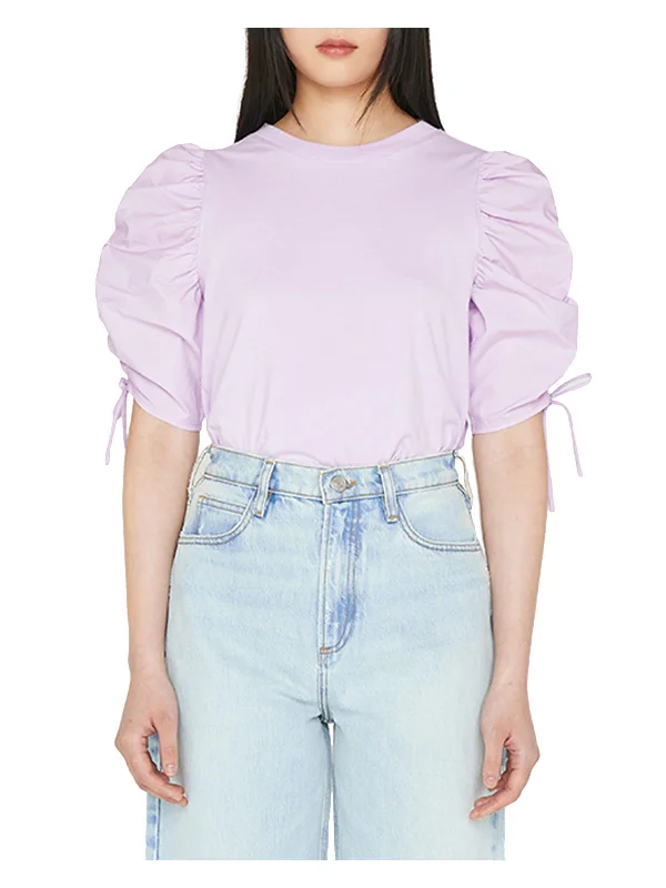 Womens Ruched Organic Cotton Blouse Boho Chic Blouse