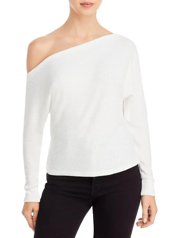 Womens Textured Asymmetric Blouse Collared Satin Blouse