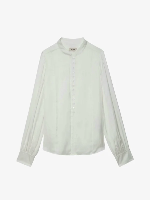Women's Twina Satin Blouse In Judo Feminine Puff Blouse