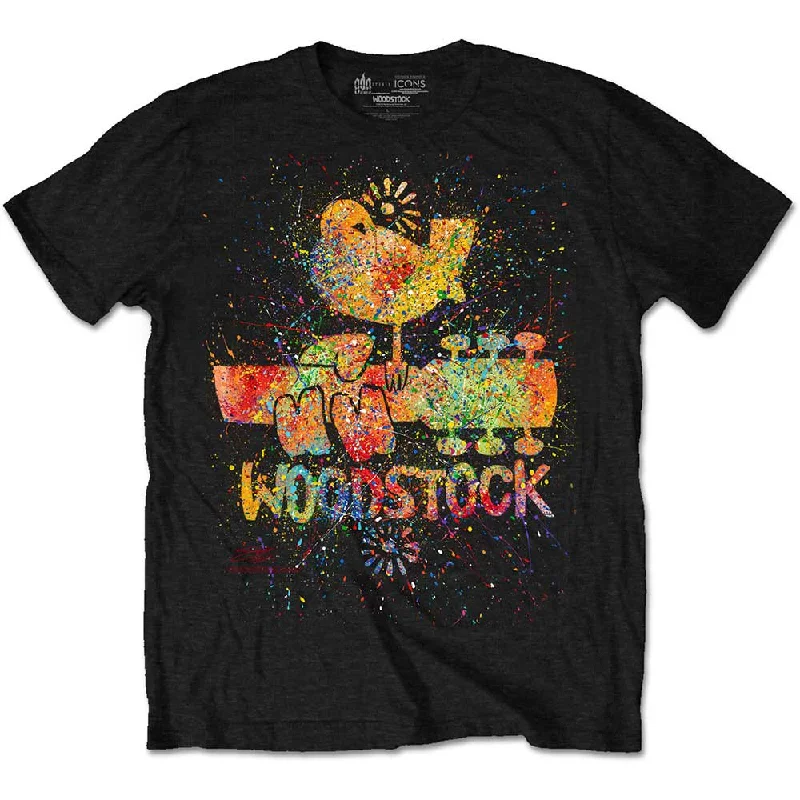 Woodstock | Official Band T-Shirt | Splatter Mesh Canvas Denim