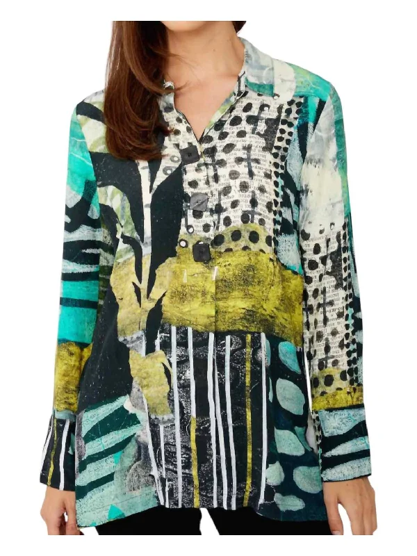 Woven "mono Leaf" Blouse Smart Casual Blouse