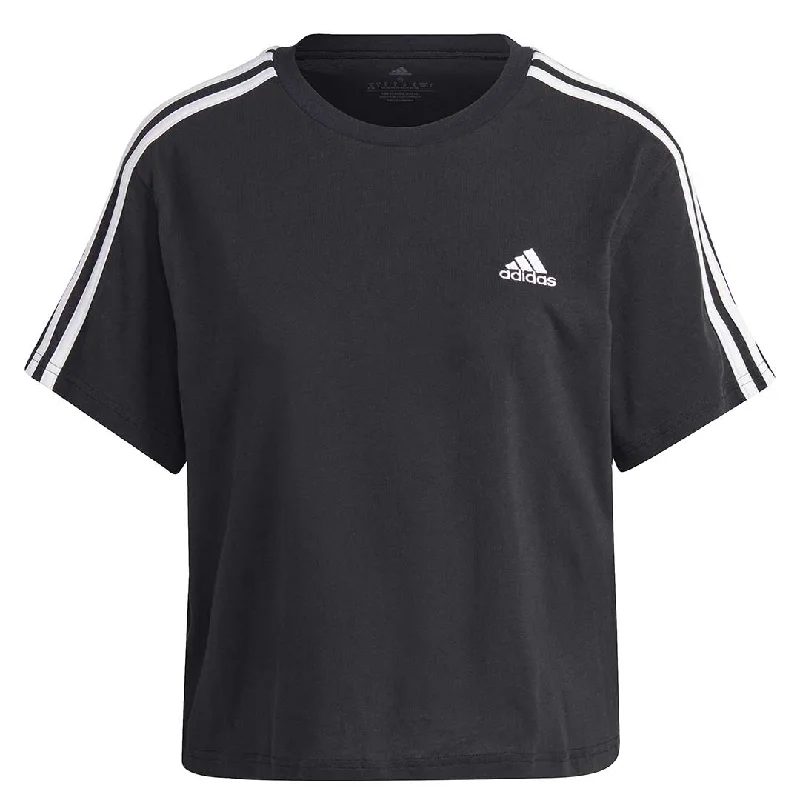 adidas - Women's Essentials 3 Stripes Crop T-Shirt (HR4913) Zippered Front Buttoned Front Snap Front adidas - Women's Essentials 3 Stripes Crop T-Shirt (HR4913) Zippered Front Buttoned Front Snap Front