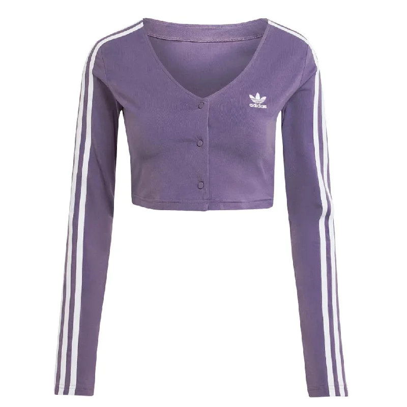 adidas - Women's Originals Classics Button Long Sleeve T-Shirt (IK6616) Hooded Caped Shawl Collar