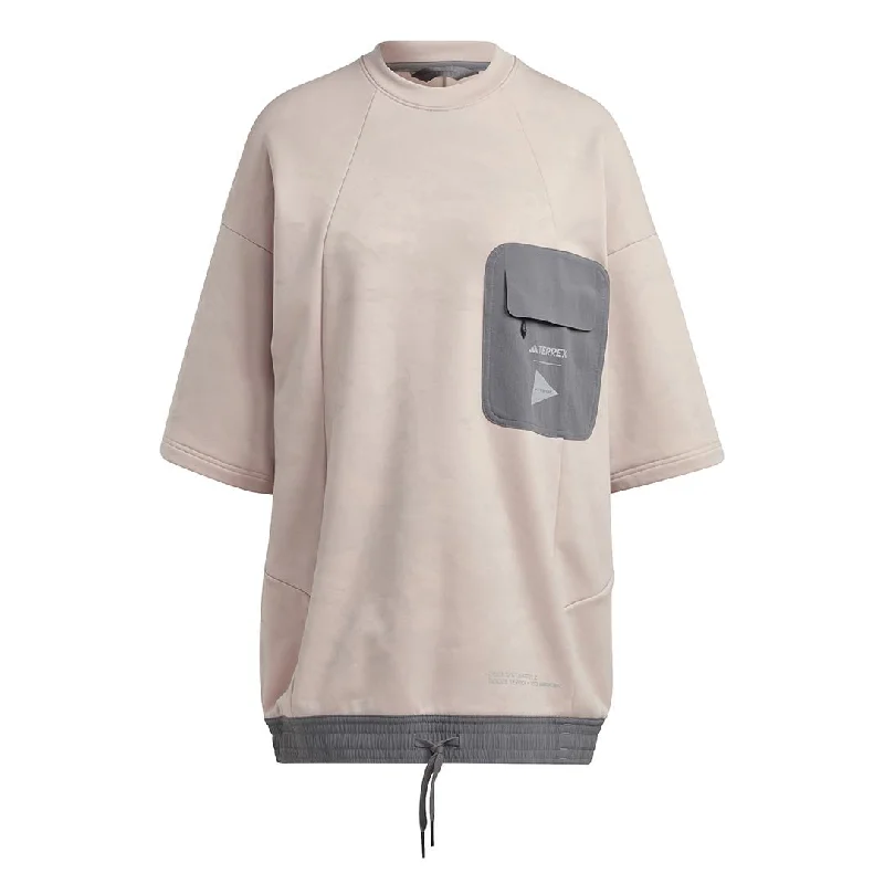 adidas - Women's Terrex x and Wander Fleece T-Shirt (HR7137) Notch Collar Peter Pan Collar Cowl Neck