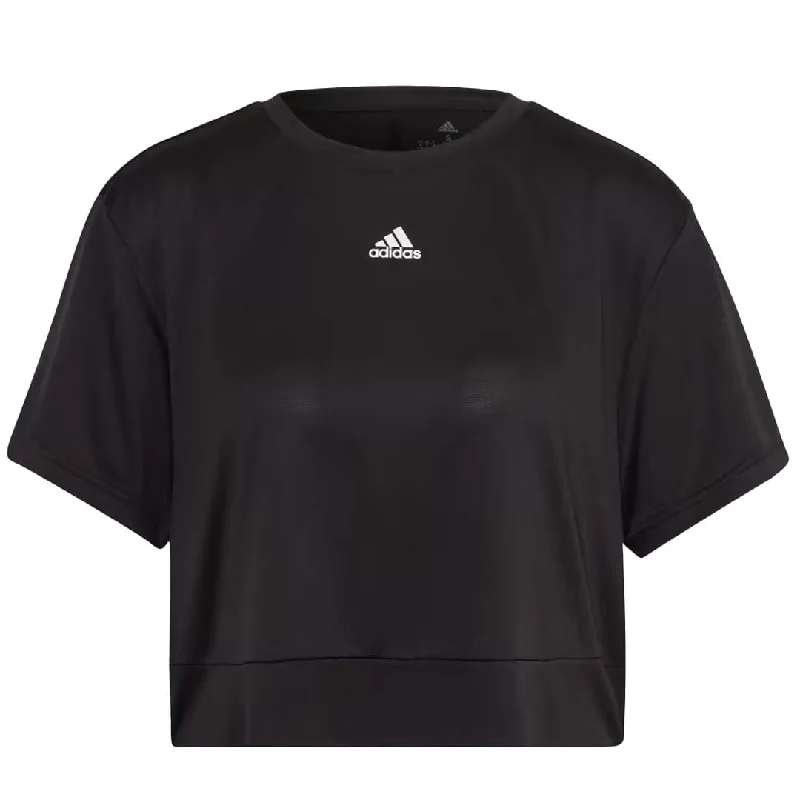 adidas - Women's Aeroready Studio Crop T-Shirt (HD8943) Chenille Blend Fleece Blend Nylon Blend