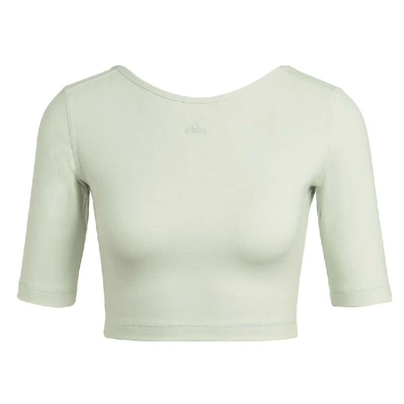 adidas - Women's Aeroready Studio Open-Back T-Shirt (HM7977) Seamless Knitted Crochet