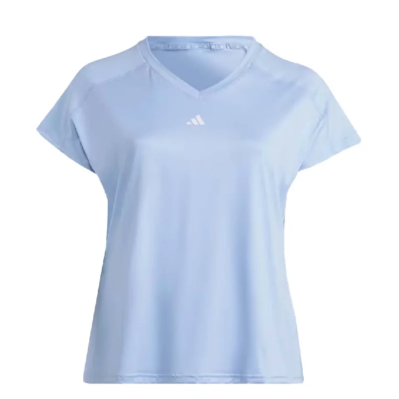 adidas - Women's Aeroready Train Essentials V-Neck T-Shirt (Plus Size) (HR7871) Mesh Blend Leather Blend Suede Blend adidas - Women's Aeroready Train Essentials V-Neck T-Shirt (Plus Size) (HR7871) Mesh Blend Leather Blend Suede Blend