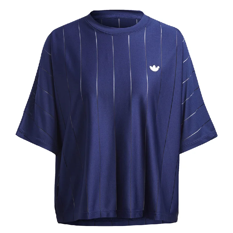 adidas - Women's Blue Version Short Sleeve T-Shirt (IB5804) Asymmetrical Pockets Print