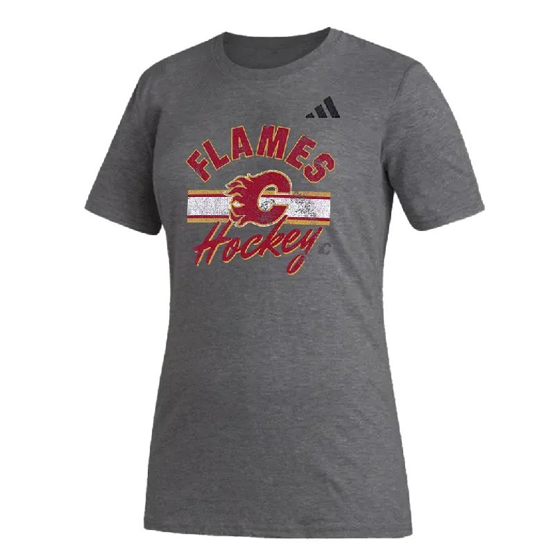 adidas - Women's Calgary Flames Blend T-Shirt (IB5644) Fleece Nylon Spandex
