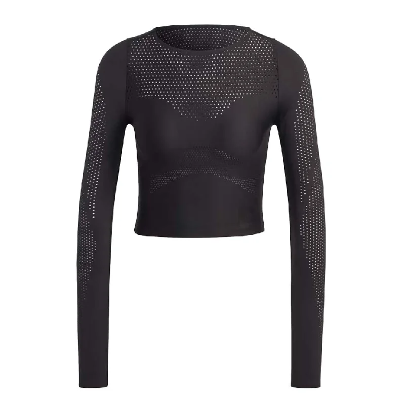 adidas - Women's Cropped Long Sleeve T-Shirt (HS8110) Rayon Velvet Corduroy