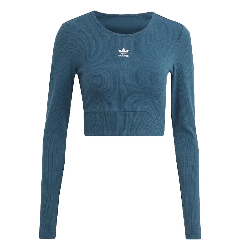 adidas - Women's Essentials Ribbed Long Sleeve T-Shirt (IJ5387) Oversized T-Shirt Spandex breathable