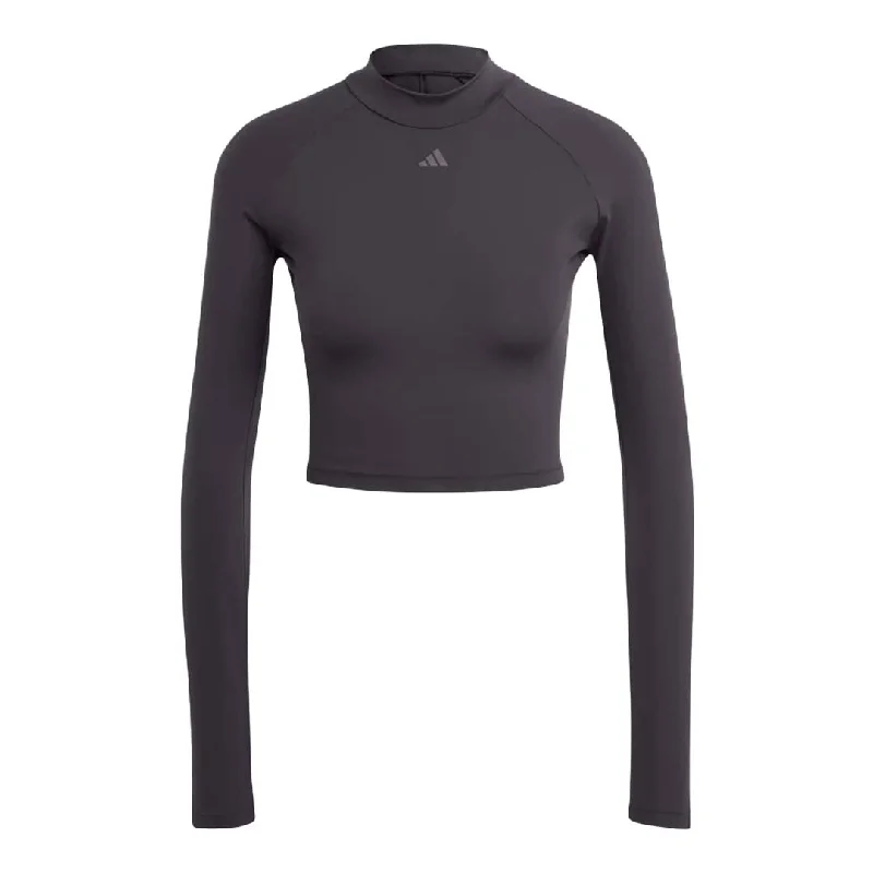 adidas - Women's Hiit Heat.Rdy Long Sleeve Crop T-Shirt (HY3220) Graphic T-Shirt Round Neck Polyester
