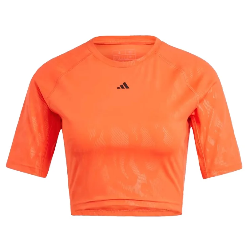adidas - Women's Power Cropped T-Shirt (IN6207) Mesh Blend Leather Blend Suede Blend
