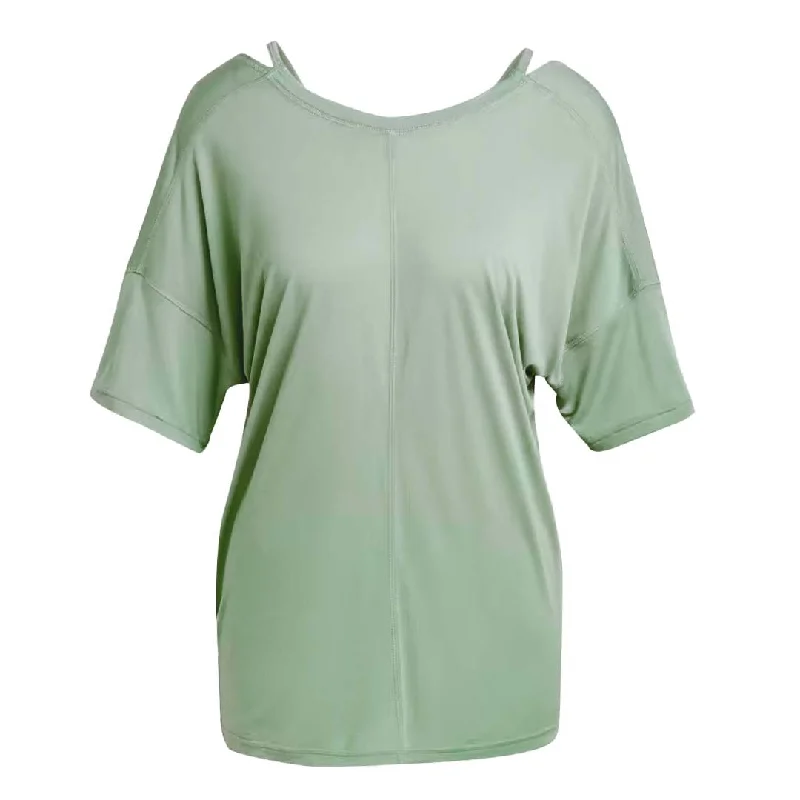 adidas - Women's Yoga Studio Oversized T-Shirt (HR5078) Beaded Sequined Faux Fur