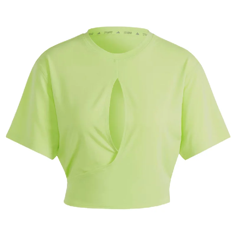 adidas - Women's Yoga Studio T-Shirt (IL3963) Denim Fabric Leather Fabric Suede Fabric