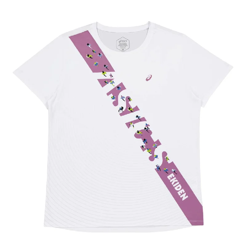 Asics - Women's Ekiden Short Sleeve T-Shirt (2012C397 100) Collared Crew Neck Turtle Neck