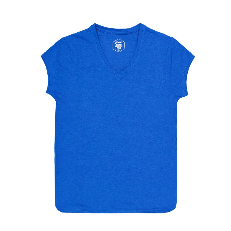 Asics - Women's Heather V-Neck T-Shirt (2032C159 424) Zippered Front Buttoned Front Snap Front
