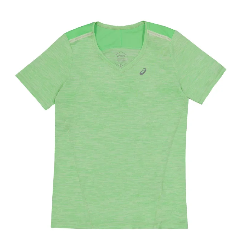 Asics - Women's Race V-Neck Short Sleeve T-Shirt (2012C735 301) Cotton Fabric Linen Fabric Terry Fabric