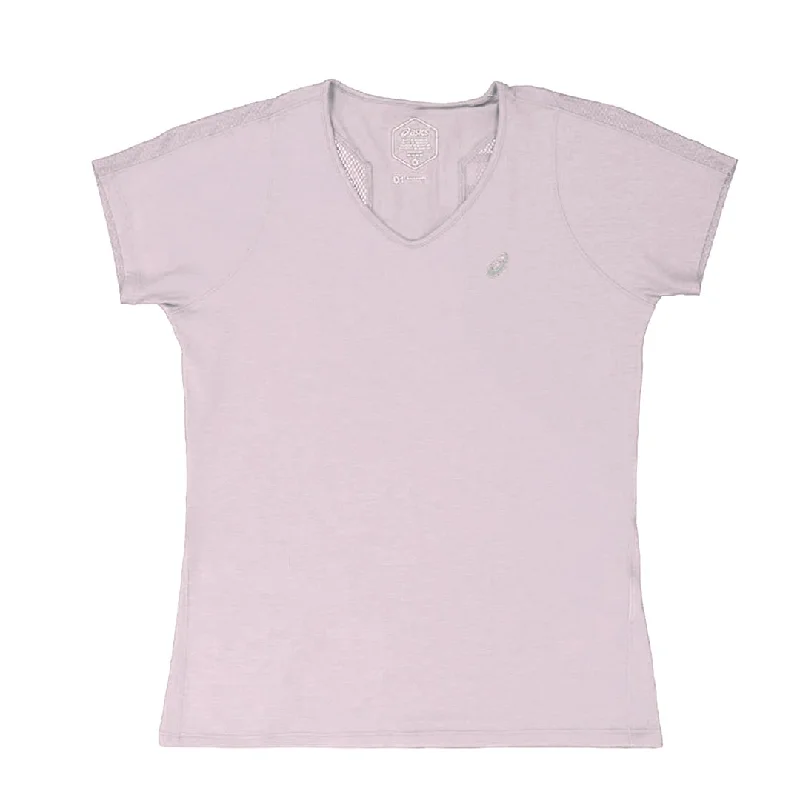 Asics - Women's V-Neck Short Sleeve T-Shirt (2012A981 702) Beaded Sequined Faux Fur