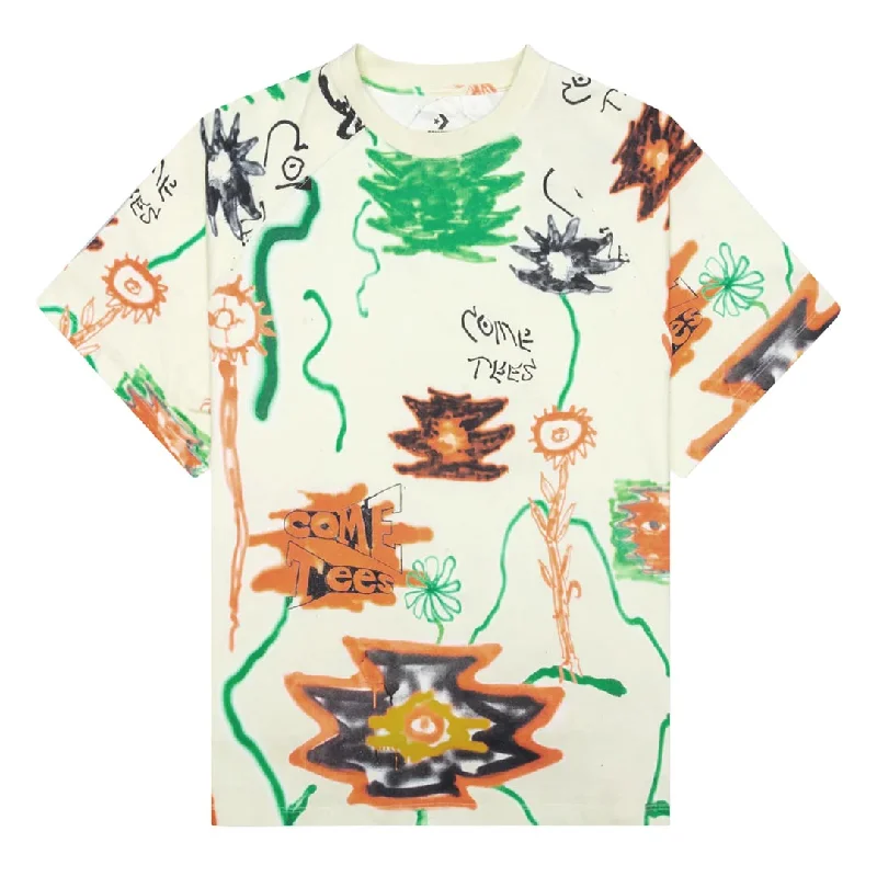 Converse - Unisex Converse x Come Tees Triangle Floral T-Shirt (10023506 A01) Welt Pockets Slit Pockets