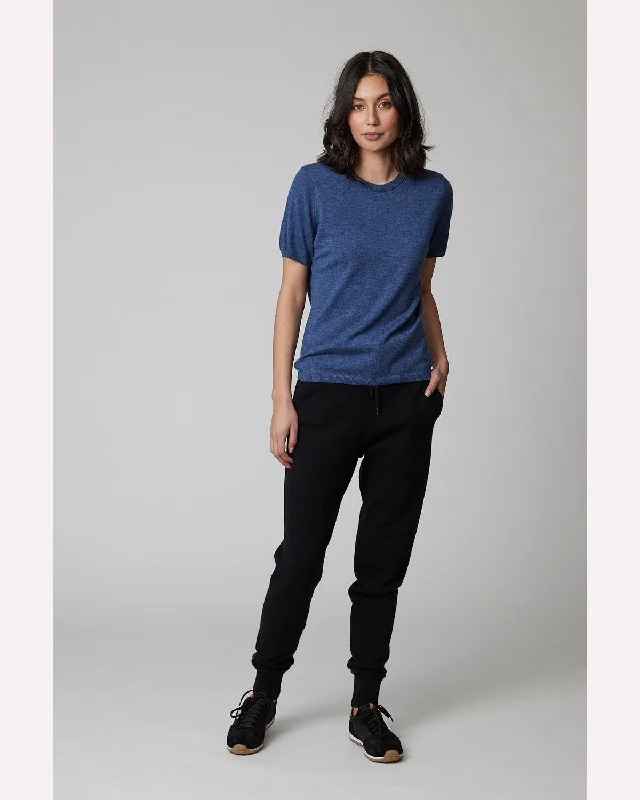 Marlow Merino Knit Tee - Denim Blue Spandex Blend Rayon Blend Denim Blend