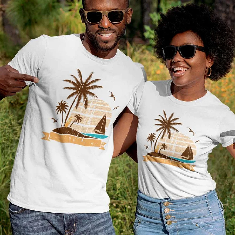 Retro design printed unisex t-shirt Solid Color Striped Floral