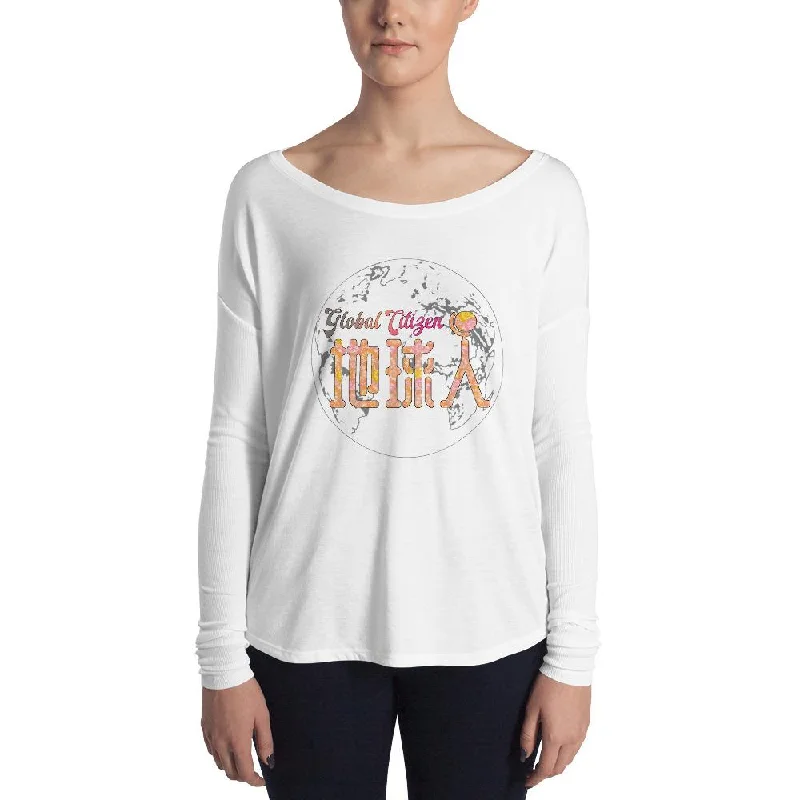Diquiren Global Citizen (Front) - Ladies' Flowy Long Sleeve Tee Fashionable Trendy Casual Diquiren Global Citizen (Front) - Ladies' Flowy Long Sleeve Tee Fashionable Trendy Casual