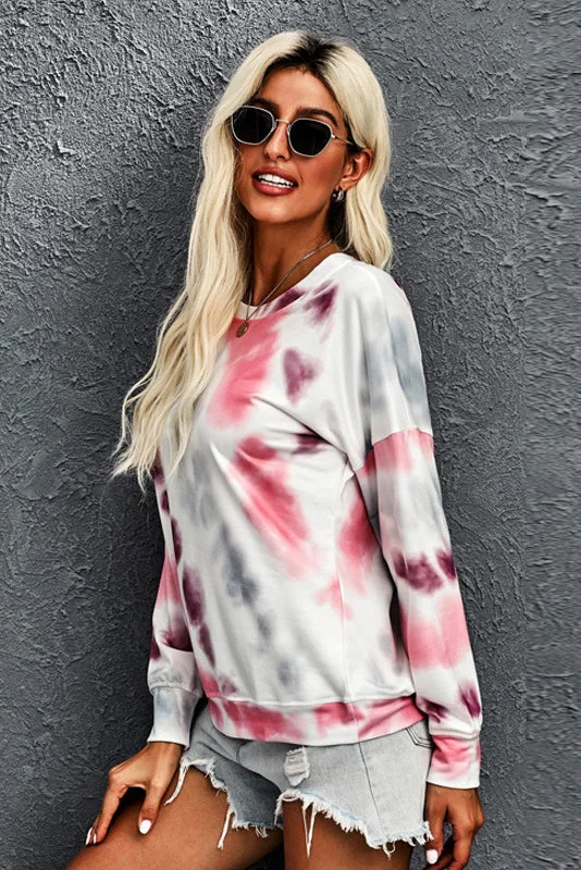 Drop Shoulder Tie Dye  Tee Denim Fabric Leather Fabric Suede Fabric