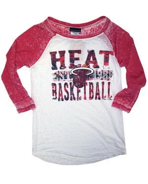 5th and Ocean Miami HEAT Ladies Burnout T-Shirt Long Sleeve Welt Pockets Slit Pockets Flap Pockets 5th and Ocean Miami HEAT Ladies Burnout T-Shirt Long Sleeve Welt Pockets Slit Pockets Flap Pockets