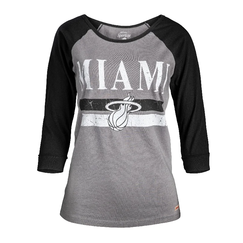 Sportiqe Miami HEAT Ladies Cosmo Black Tie Tee Notch Collar Peter Pan Collar Cowl Neck Sportiqe Miami HEAT Ladies Cosmo Black Tie Tee Notch Collar Peter Pan Collar Cowl Neck