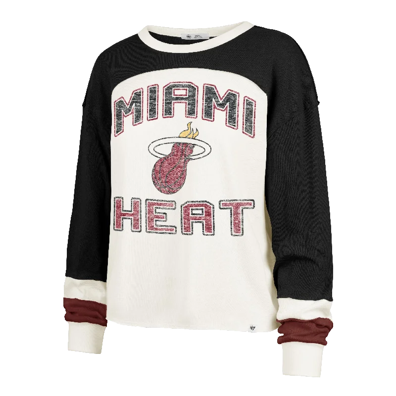 '47 Brand Miami HEAT Toni Women's Long Sleeve Tee Chenille Blend Fleece Blend Nylon Blend '47 Brand Miami HEAT Toni Women's Long Sleeve Tee Chenille Blend Fleece Blend Nylon Blend