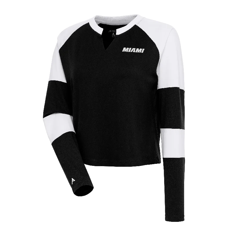 Antigua Miami HEAT Pepper Women's Long Sleeve Tee Mesh Canvas Denim