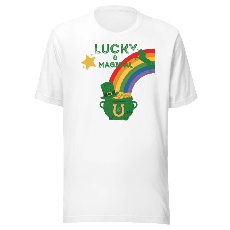 Lucky and Magical Saint Patrick Day Unisex t-shirt Beaded Sequined Faux Fur