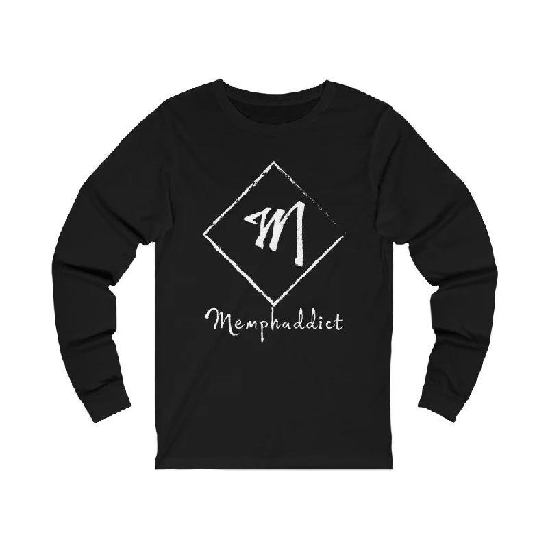 MemphAddict - White Logo Series Long Sleeve Tee Striped Floral Plaid