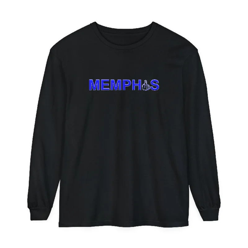 Memphis Middle Finger Unisex Long Sleeve Tee Layered Multi-layer Single Layer