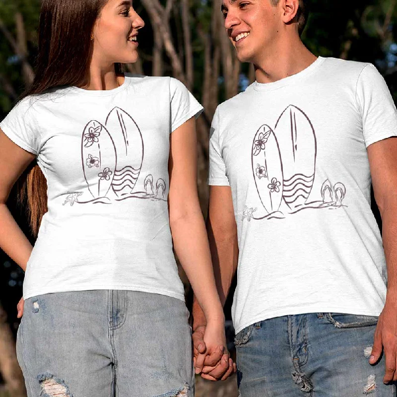 Surf board printed unisex t-shirt Anti-Pilling Machine Wash Handmade