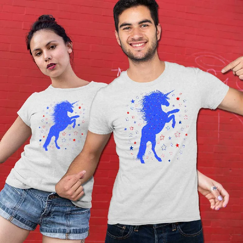 Unicorn graphic print unisex t-shirt Striped Floral Plaid