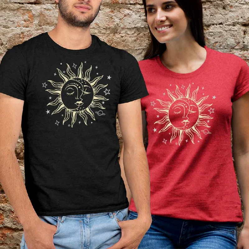 Sun print t-shirts for unisex fashion Chenille Blend Fleece Blend Nylon Blend