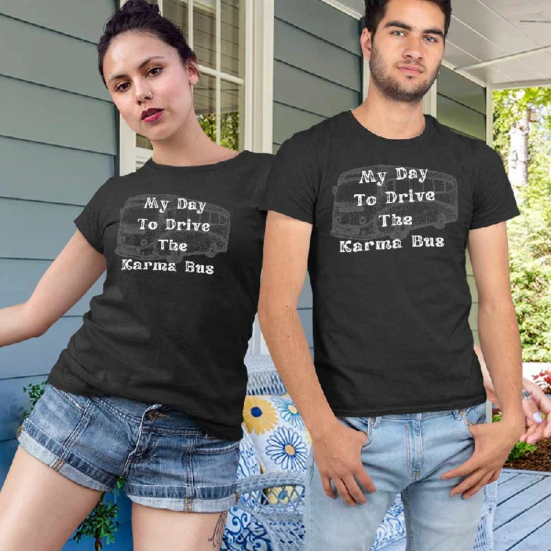 Karma bus drive print unisex t-shirts Ribbed T-Shirt High Neck Heavyweight