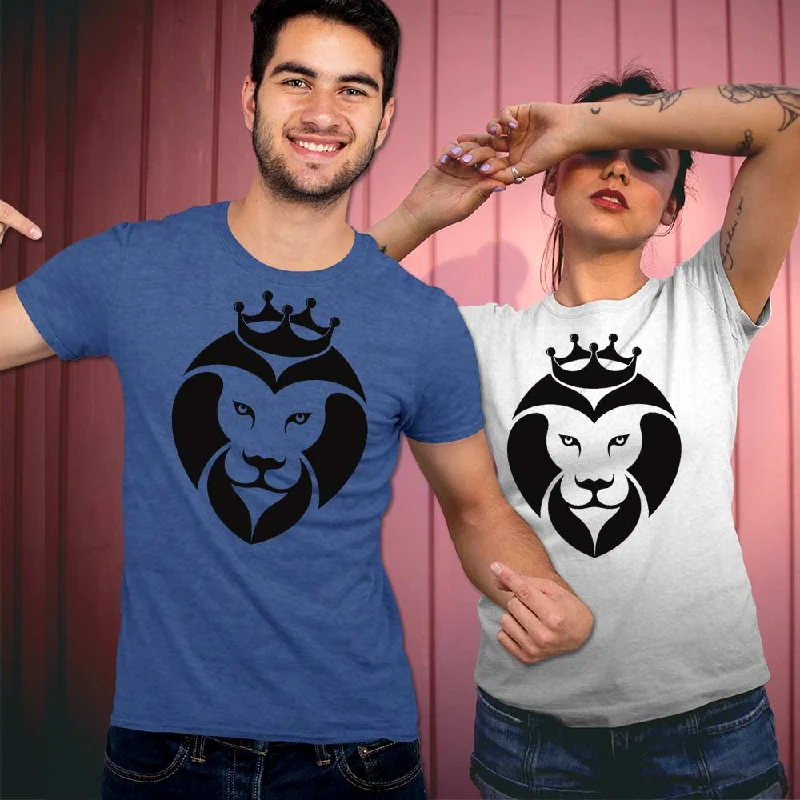 Lion face printed t-shirt for unisex Sequined Glittery Shiny