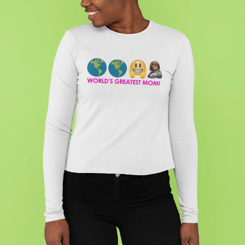 World's Greatest Mom - Unisex Jersey Long Sleeve Tee Collared Crew Neck Turtle Neck